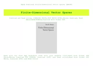 (Epub Download) Finite-Dimensional Vector Spaces [EBOOK]