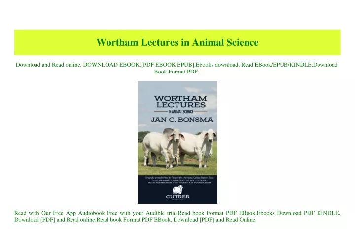 wortham lectures in animal science