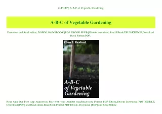 (P.D.F. FILE) A-B-C of Vegetable Gardening (DOWNLOAD E.B.O.O.K.^)