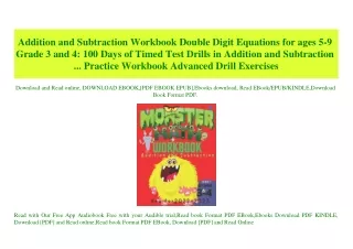 PDF) Addition and Subtraction Workbook Double Digit Equations for ages 5-9 Grade 3 and 4 100 Days of Timed Test Drills i