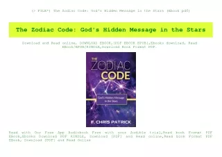 (P.D.F. FILE) The Zodiac Code God's Hidden Message in the Stars (Ebook pdf)