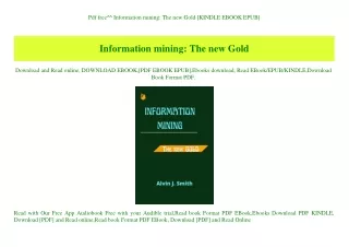 Pdf free^^ Information mining The new Gold [KINDLE EBOOK EPUB]