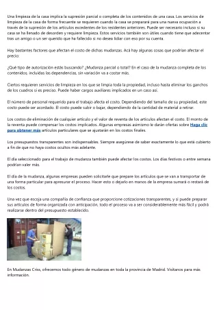 una limpieza de la casa implica la supresi
