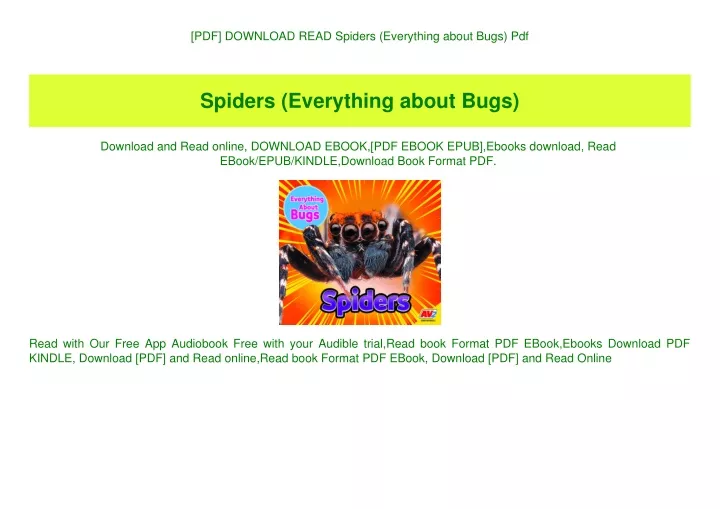 pdf download read spiders everything about bugs