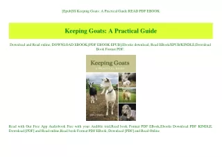 [Epub]$$ Keeping Goats A Practical Guide READ PDF EBOOK