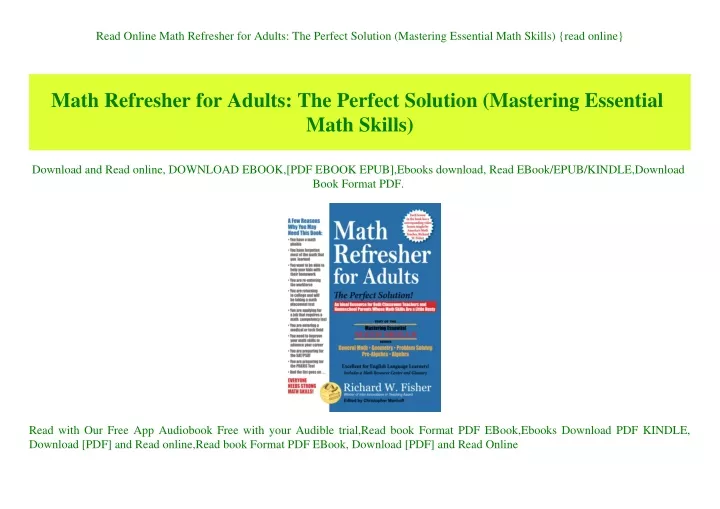 read online math refresher for adults the perfect