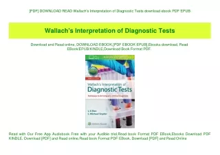 [PDF] DOWNLOAD READ Wallach's Interpretation of Diagnostic Tests download ebook PDF EPUB