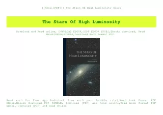 ((Read_[PDF])) The Stars Of High Luminosity ebook