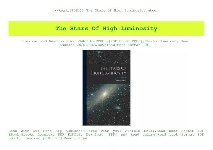 read pdf the stars of high luminosity ebook