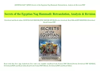 [DOWNLOAD^^][PDF] Secrets of the Egyptian Nag Hammadi Retranslation  Analysis & Revision PDF