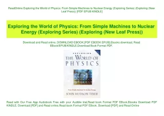 ReadOnline Exploring the World of Physics From Simple Machines to Nuclear Energy (Exploring Series) (Exploring (New Leaf