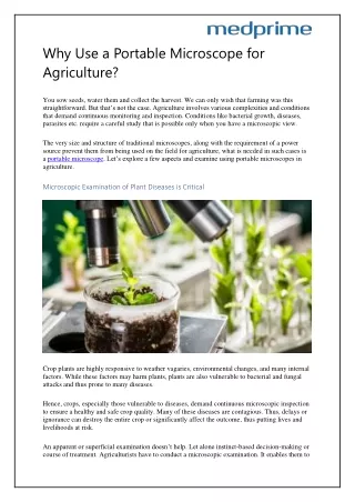 Why Use a Portable Microscope for Agriculture?