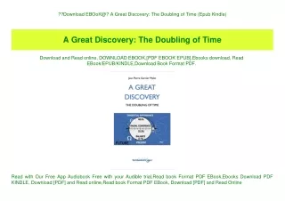 Download EBOoK@ A Great Discovery The Doubling of Time (Epub Kindle)