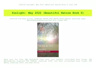 [Pdf]$$ Sunlight May 2022 (Beautiful Nature Book 5) Full PDF