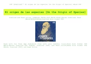 Pdf [download]^^ El origen de las especies [On the Origin of Species] eBook PDF