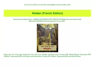 [F.R.E.E D.O.W.N.L.O.A.D R.E.A.D] Walden (French Edition) Pdf