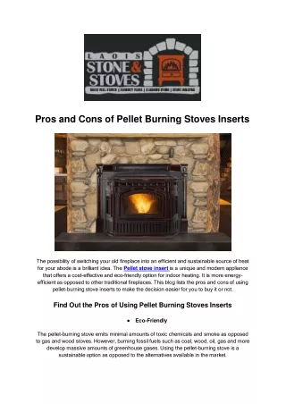 Pros and Cons of Pellet Burning Stoves Inserts