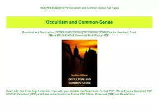 ^#DOWNLOAD@PDF^# Occultism and Common-Sense Full Pages