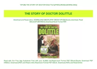 EPUB$ THE STORY OF DOCTOR DOLITTLE [[FREE] [READ] [DOWNLOAD]]