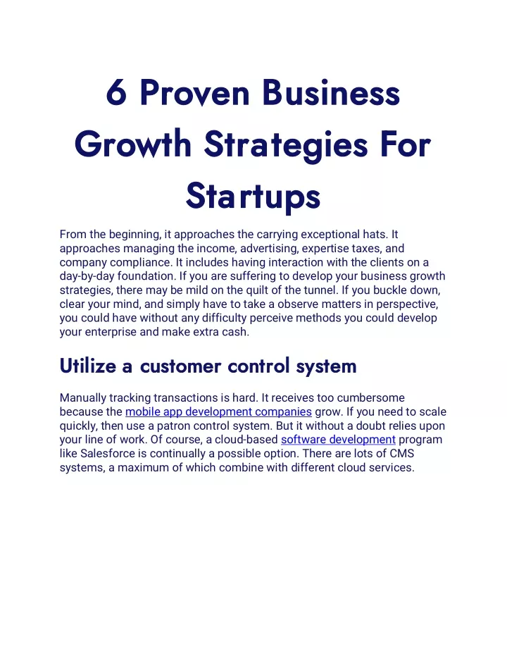 6 proven business 6 proven business growth