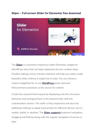 sliper full screen slider for elementor free