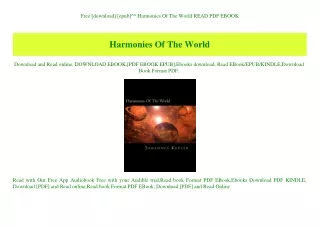 Free [download] [epub]^^ Harmonies Of The World READ PDF EBOOK