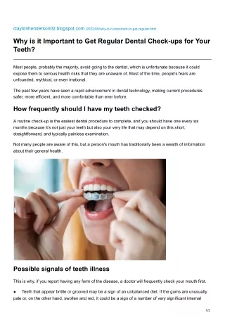 Why is it Important to Get Regular Dental Check-ups for Your Teeth