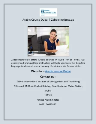 Arabic Course Dubai  Zabeelinstitute.ae