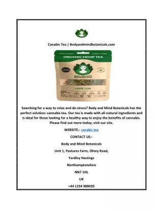 canabis tea bodyandmindbotanicals com