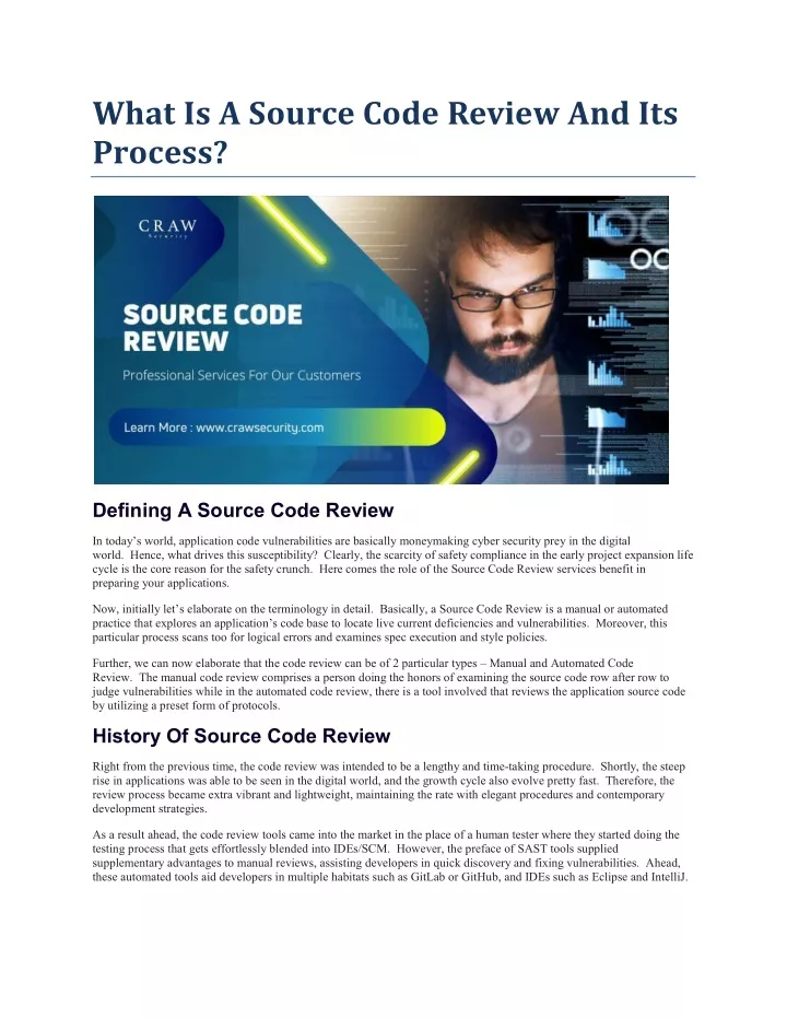 what is a source code review and its process