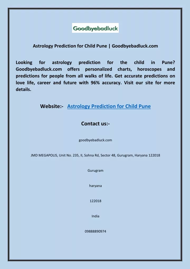 astrology prediction for child pune