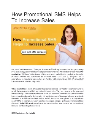 How Promotional SMS Helps To Increase Sales