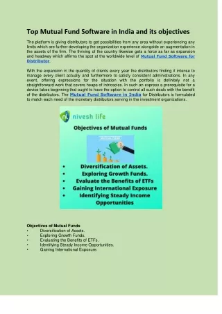 Top Mutual Fund Software in India and its objectives
