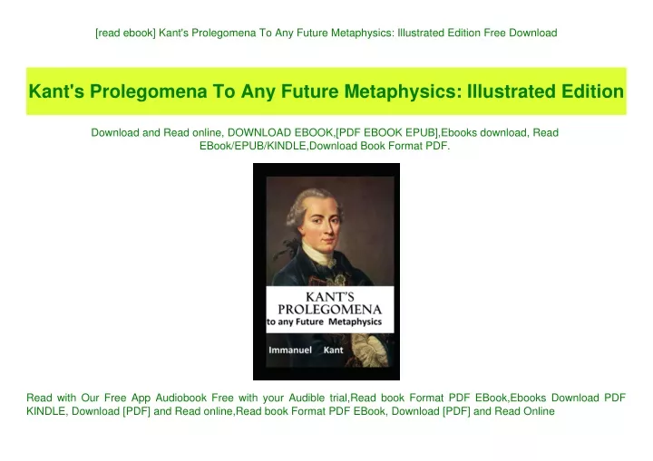 read ebook kant s prolegomena to any future