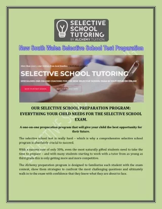 PPT - New South Wales Selective School Test Preparation PowerPoint ...