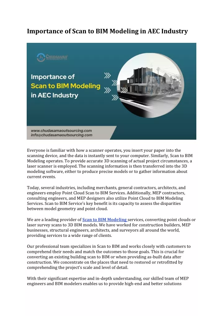 importance of scan to bim modeling in aec industry