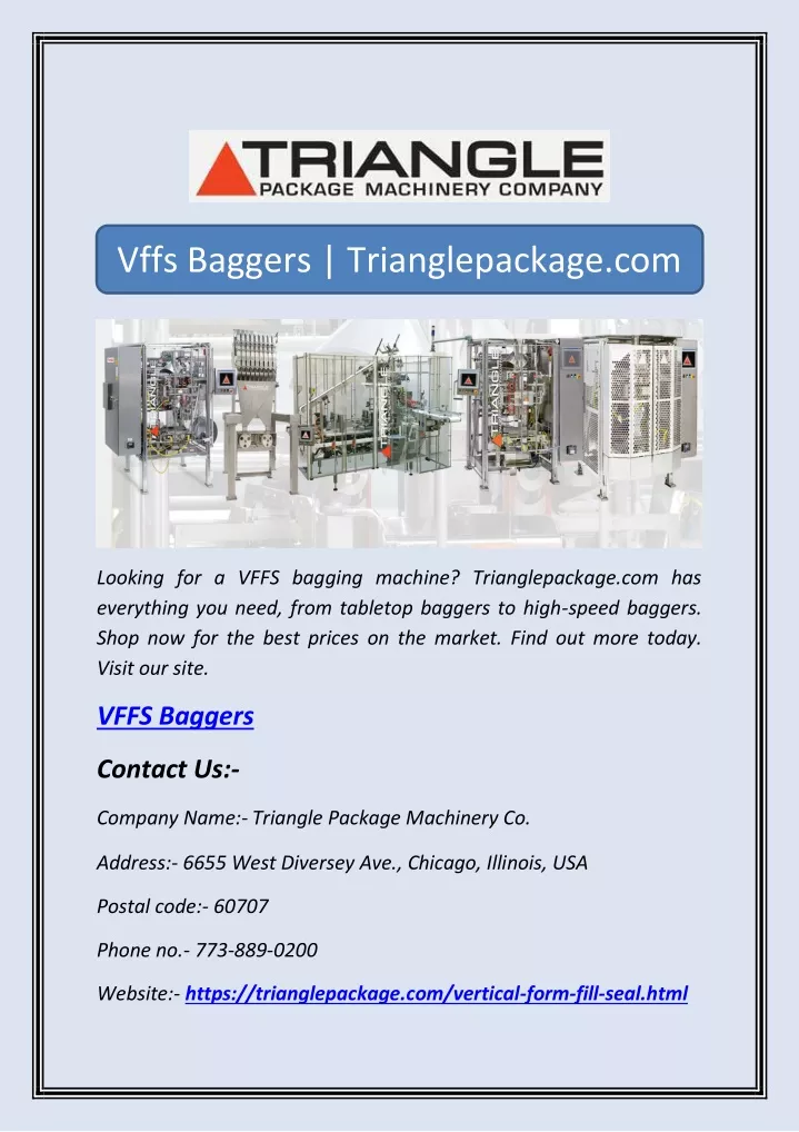 vffs baggers trianglepackage com