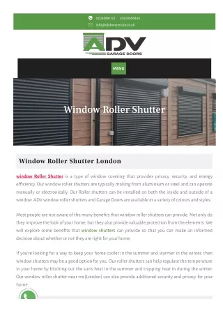 Top Window Roller Shutter in London