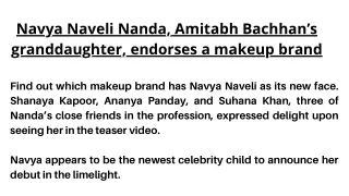 Navya Naveli Nanda, Amitabh Bachhan’s granddaughter, endorses a makeup brand
