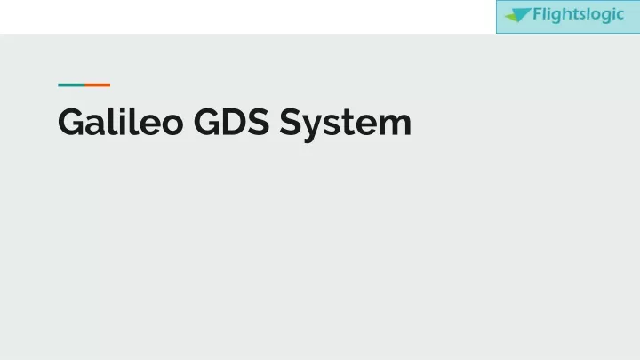 galileo gds system