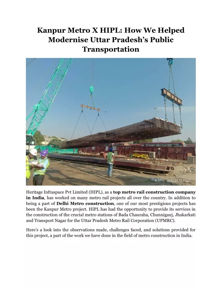 kanpur metro x hipl how we helped modernise uttar