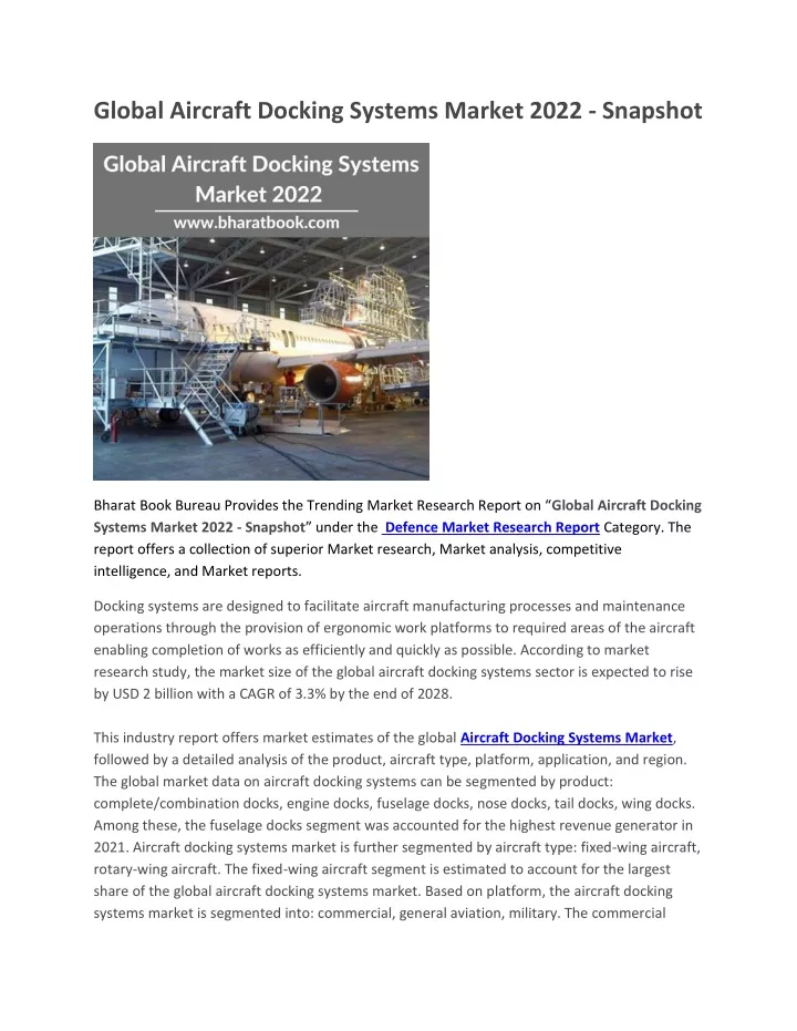 global aircraft docking systems market 2022