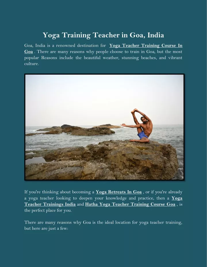 yoga training teacher in goa india