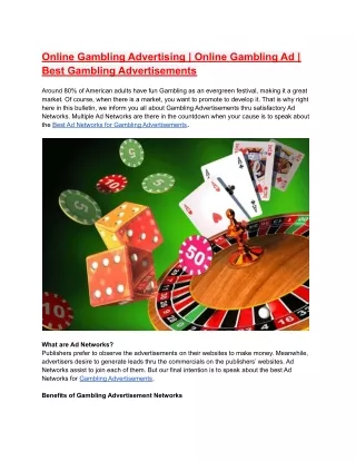 Online Gambling Advertising | Online Gambling Ad | Best Gambling Advertisements