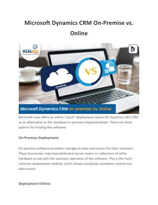 microsoft dynamics crm on premise vs