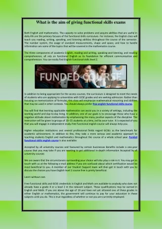 what is the aim of giving functional skills exams