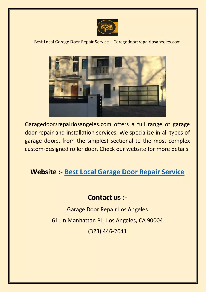 best local garage door repair service
