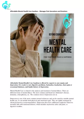 Affordable Mental Health Care Sandton