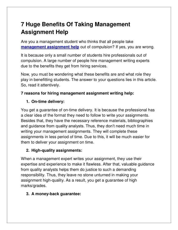 7 huge benefits of taking management assignment