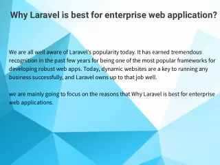 Why Laravel is best for enterprise web application?